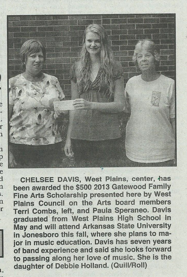 2013 Scholarship winner Chelsea Davis, pictured with WPCA board members Terri Combs and Paula Speraneo
